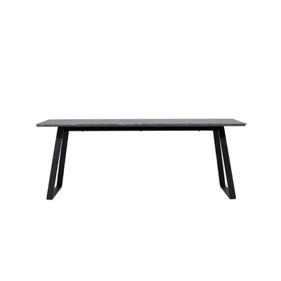 Image de Malaga table de salle à manger marbreReproduction 90x200cm gris foncé,noir.