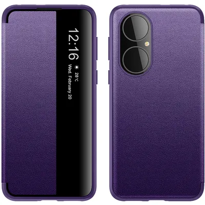 Obrázek produktu pro Pouzdro pro Huawei P50 Pro tenkéPolyuretankožené klopové pouzdro s okénkem pro zobrazení Fialová