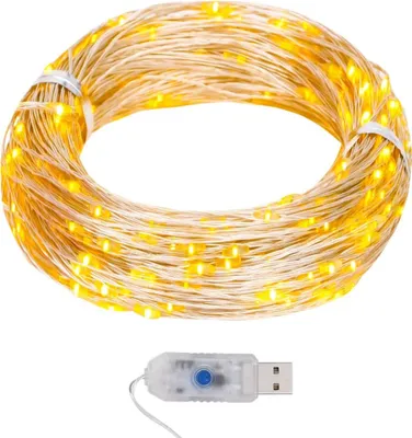 Imagen del producto de Cadena de luces LED micro de 40 metros, con 400 LEDs de luz blanca cálida y 8 funciones