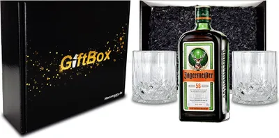 Produktbild von Geschenkset - Jägermeister Kräuterlikör 0,7l 700ml (35% Vol) + 2x Tumbler in Kristall Optik- [Enthält Sulfite]