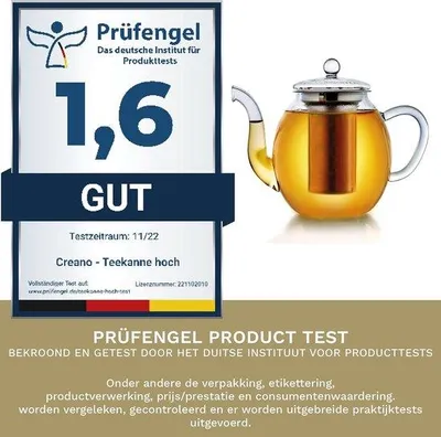 Obrázek produktu pro Skleněný teploměr, čajová konvice o objemu 1,5 l s nerezovým sítkem a skleněným víkem