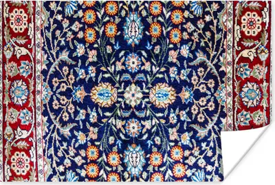 Produktbild von MuchoWow® Poster Perserteppich - Teppich - Muster - Blau 90x60 cm - Schlafzimmer