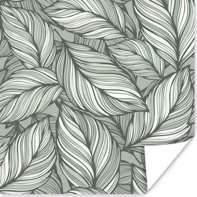 Produktbild von MuchoWow® Poster Blumen - Illustration - Schwarz - Weiß 100x100 cm - Babyzimmer
