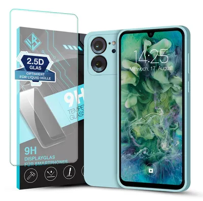 Produktbild von Hülle für Xiaomi 13T / Xiaomi 13T Pro mit 9H Displayglas Displayschutz Case Cover Bumper Smartphone Softgrip Schutzhülle Farbe: Hellblau