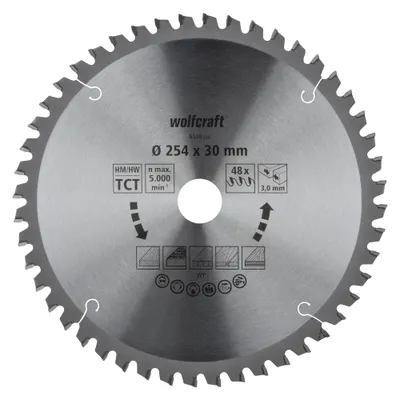 Produktbild von Wolfcraft Kreissägeblatt Ø 254 mm Bohrung Ø 30 mm 48 Zähne