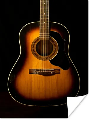 Produktbild von MuchoWow® Poster Akustische Gitarre auf schwarzem Hintergrund 90x120 cm - Wohnzimmer