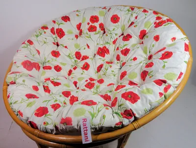 Produktbild von Rattani - Polster, Kissen, Auflage, Ersatzpolster für Rattan Papasansessel, Stoff Red Flower, D 120 cm,  EU