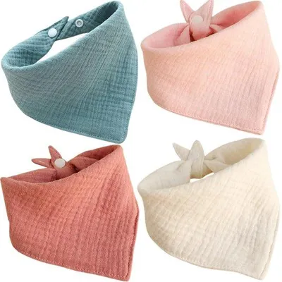 Immagine prodotto di Set di 4 copertine in mussola per neonati - Doppio lato - Morbide e assorbenti - Con 2 chiusure in velcro regolabili