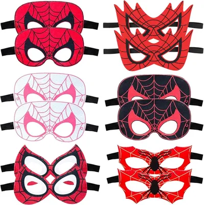 Productafbeelding van Verjaardagsmaskers - Set van 12 - Verjaardagsfeestje - Decoratief masker - Karaktermaskers - Vilt - Maskerade