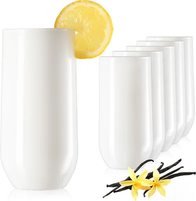 Produktbild von PLATINUX Elegante Weiße Trinkgläser aus Glas 360ml (max. 440ml) 6 Teilig Wassergläser Saftgläser Longdrinkgläser