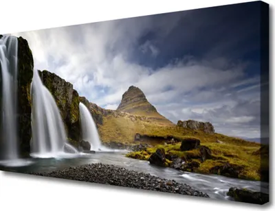 Produktbild von Tulup Leinwand-Bilder 100x50 Wandbild Canvas Kunstdruck Wasserfall Gebirge Landschaft