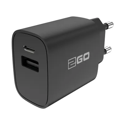 Immagine prodotto di 2GO Ladegerät 20W 2-Port 1x USB-A u. 1x USB-C    schwarz