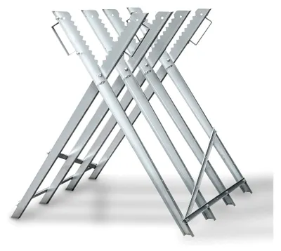 Produktbild von Holzsägebock, klappbar, verzinkt, 81x80x80 cm, 150 kg Tragfähigkeit, für Kettensägen und Handsägen, Silber
