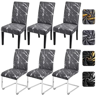 Produktbild von Set mit 6 waschbaren Stuhlbezügen für Esszimmerstühle