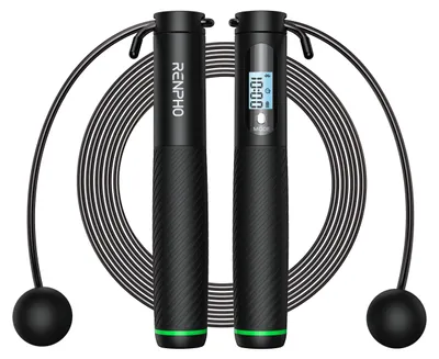Obrázok produktu pre Renpho Smart Jump Rope, Čierna, Polyvinylchlorid (PVC), LCD, 430 g, 3 cm, 221 mm