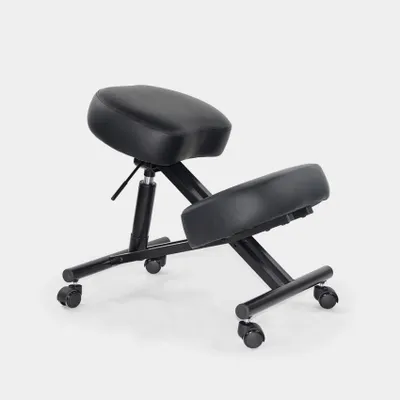 Produktbild von Ergonomischer Kniestuhl Bürohocker Metall und Kunstleder Balancesteel Lux