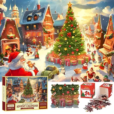 Produktbild von Adventskalender Weihnachtspuzzle 1008 Teile 24 Boxen 50x70cm
