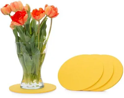 Zdjęcie produktu dla Żółte podkładki filcowe, okrągłe, 25 cm, zestaw 4 sztuk