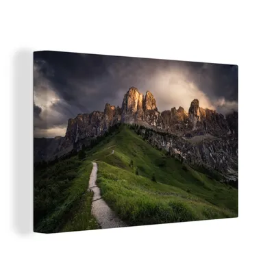 Produktbild von OneMillionCanvasses® - Leinwandbilder - 150x100 cm, Dunkle Wolken über den Dolomiten in Italien, Wandbilder Kunstdruck Wanddekoration