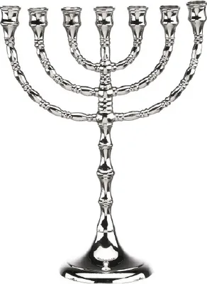 Produktbild von Menora Kerzenhalter Messing vernickelt Silber H 25 cm, 7-flammiger Kerzenleuchter