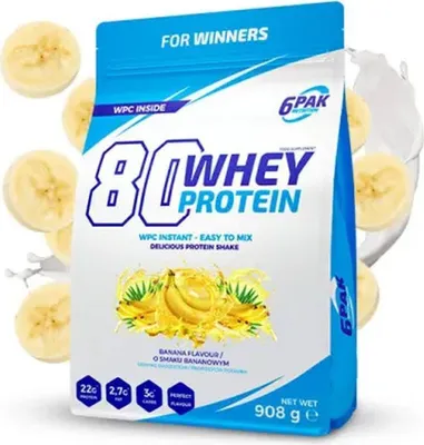 Produktbild von 6Pak Nutrition 80 Whey Protein- 908 g Banana