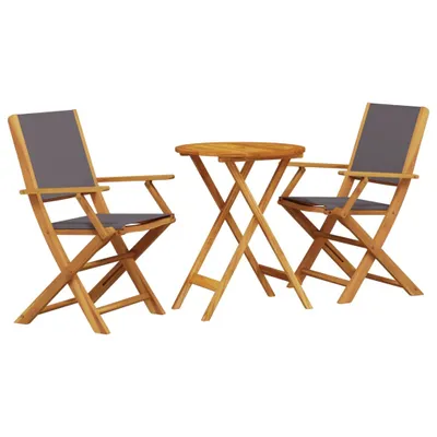 Immagine prodotto di vidaXL Set bistrot 3 pezzi in tessuto e legno massiccio antracite