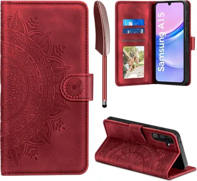 Produktbild von Samsung Galaxy A15 5G/4G Lederhülle Flip Wallet Schutzhülle Rot