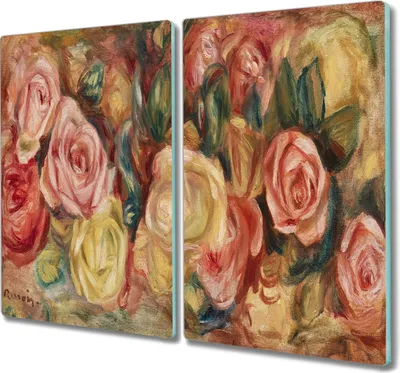 Produktbild von Coloray Schneidebrett Herdabdeckplatte 2x30x52 cm Kochplattenabdeckung Küchenbrett Hackbrett - Blumen Pflanzen