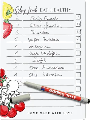 Produktbild von Magnetische Einkaufsliste A5 für Kühlschrank - Wasserlöslicher Stift inklusive | Einkaufsliste magnetisch Kühlschrank: Nie wieder vergessen!