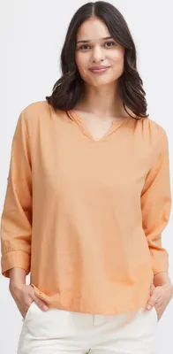 Produktbild von Fransa FRMADDIE BL 1 Damen Bluseshirt Shirtbluse Bluse ungefüttert V-Ausschnitt 90% Baumwolle, 10% Leinen regular fit