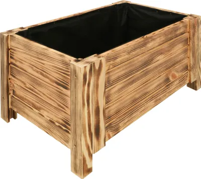 Immagine prodotto di KOTARBAU® Fioriera da Esterno in Legno di Pino 60 x 39 x 30 cm Rustico Vasi Rettangolari da Esterno Rialzata da Esterno con Tessuto Antierba