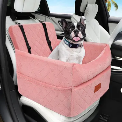 Immagine prodotto di Seggiolino per auto per cani, adatto a cani di piccola e media taglia, lavabile, colore rosa
