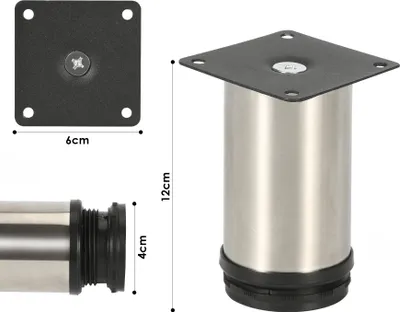 Obrázok produktu pre Jayseuw sada 12 nábytkových nôh nohy stola nohy podstavca nohy stola nohy nábytku z nerezovej ocele，výška: 120 mm