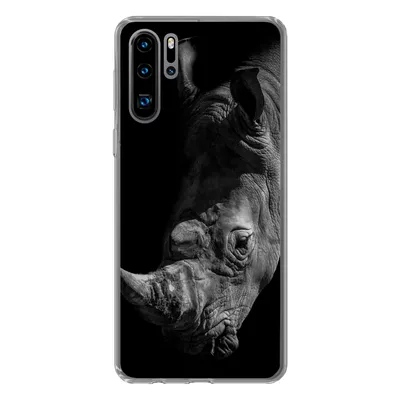 Produktbild von MuchoWow® Handyhülle Schutzhülle Hülle für Huawei P30 Pro Nashorn - Wildtier - Porträt Silikon Softcase Handy Hülle - Schutzdeckel