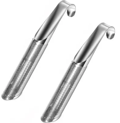 Produktbild von Zwei Stücke - Tee-Ei - Universal Tee-Filter - Feinmaschige Tee-Ei - RVS - Silber - mit Haken-Griff - universell - Tee-Pipette - Tee-Ei - Tee-Filter - für lose Tee