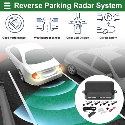 Image de Système Universel De Radar De Recul Pour Voiture Avec Capteurs De Stationnement À Distance Noirs 4 Détecteurs D'Alarme De Rappel