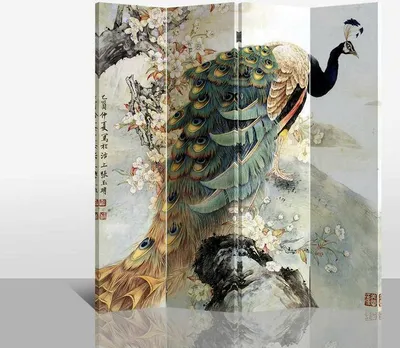 Produktbild von Fine Asianliving Paravent Raumteiler Spanische Wand Trennwand Room Divider Raumtrenner Sichtschutz Japanisch Orientalisch Chinesisch L160xH180cm Bedruckte Canvas Doppelseitig Asiatisch