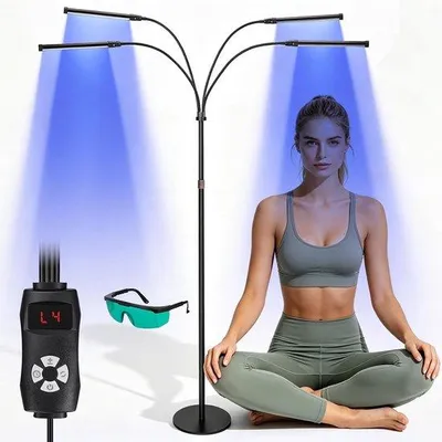 Productafbeelding van Home Full Body Solarium met 420 LED's, 60 W blauw licht zonnebank als gezichtsbruiner en lichaamsbruiner