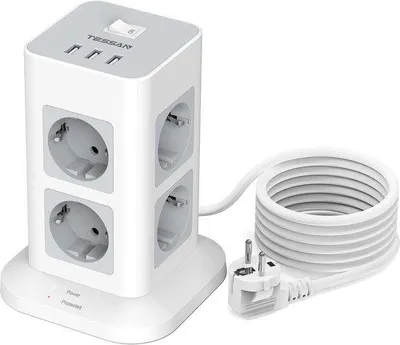 Immagine prodotto di Multipresa a 8 prese con 3 porte USB, protezione da sovratensione, 3600 W, 16 A