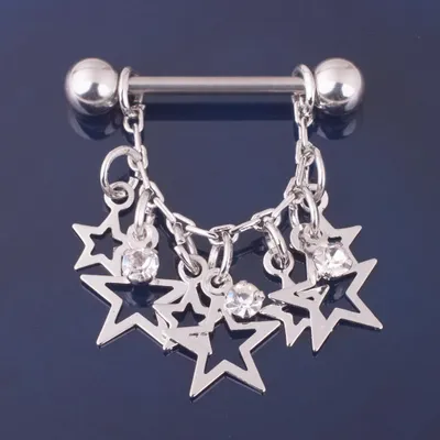 Produktbild von Brustwarzen-Piercing Nippelpiercing Brustpiercing Sterne Kette Barbell Klar