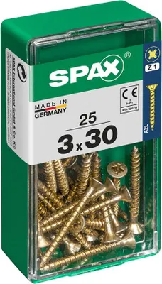 Zdjęcie produktu dla SPAX 4081020300301, Śruba, Stal, Cynk, Drewno, Płaska głowa, Pozidriv, Żółty