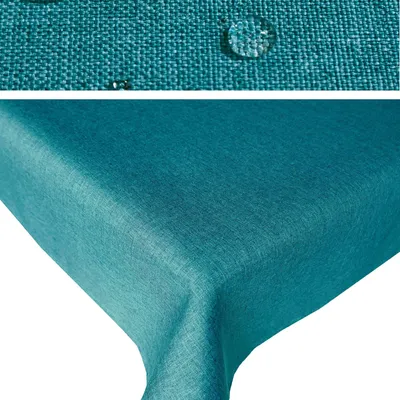 Produktbild von LEINEN Optik eckig 110x220 PETROL Tischdecke bügelfrei pflegeleicht Fleckschutz Gartentischdecke Leinenoptik Lotuseffekt