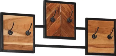 Produktbild von Langlebig Wandgarderobe 90x1x35 cm Massivholz Akazie und Eisen - Wandgarderoben und Haken Octo9451553 1parcel