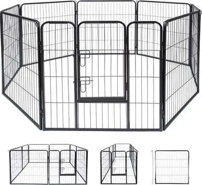 Obrázek produktu pro maxxpro Maxxpro výběh pro štěňata - zatahovací - ohrádka pro psy - 8 panelů - 210x80cm - černá