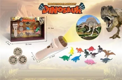 Imagen del producto de Proyector de dinosaurios con batería, que incluye 12 dinosaurios - Merkpol