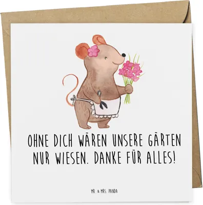 Produktbild von Mr. & Mrs. Panda Grußkarte Dankbarer Gärtner - Weiß - Geschenk, Bedanken, Klappkarte, doppelkarte, Ohne dich, Aufmerksamkeit, Pflanzen, anlasskarte, Anerkennung