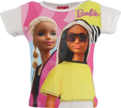 Imagen del producto de Camiseta de Barbie para niños, con estampado, manga corta, para niñas de 3 años, color blanco