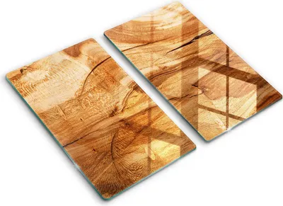 Produktbild von Glasschneideplatte - Herdabdeckplatte - 2x30x52 cm -Schneidebrett - Spritzschutz -Holzbrettstruktur