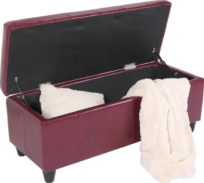 Produktbild von Bank Sitzbank MIT Aufbewahrung Kriens Leder + Kunstleder 112x45x45cm -  rot