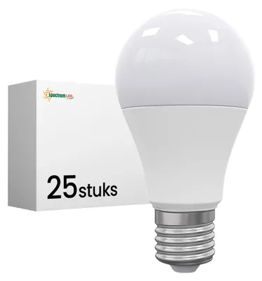 Productafbeelding van Spectrum LED Peerlamp A60 E27 Mat - 11W 1050lm 4000K - Neutraalwit Dimbaar - Vervangt 75W - 25 stuks
